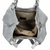 Stylowa Torebka Skórzana Shopper Bag Srebrna